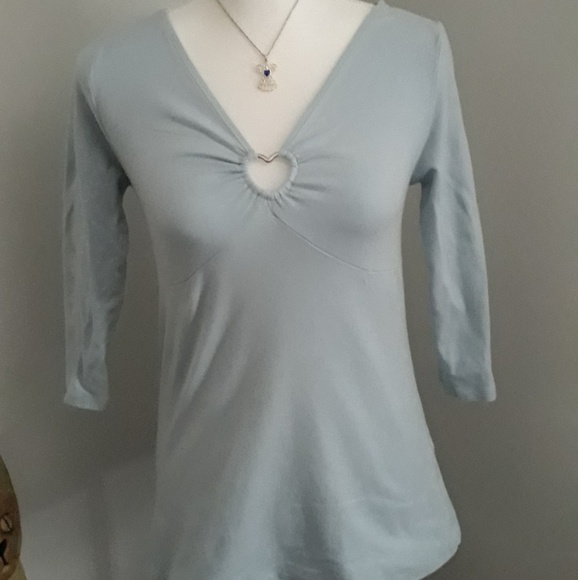 bundle of joy Tops - Light blue maternity shirt with heart accent